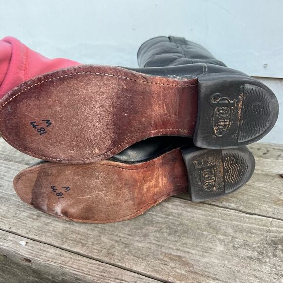 Vintage 90s Justin Roper Black Cowboy Western Boots Style 3133 MISSMATE 7/7.5D - Picture 9 of 9